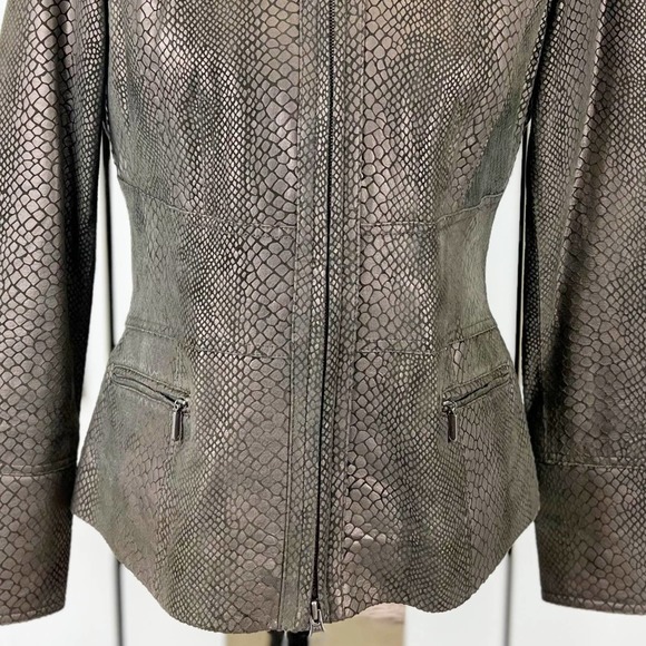Alfani Leather Moto Jacket Snake Embossed Print - Picture 4 of 10